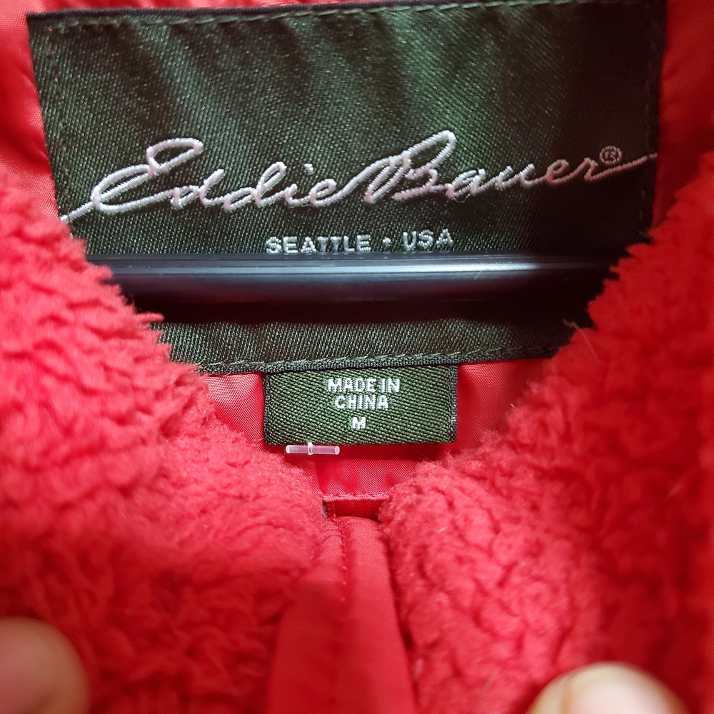Eddie Bauer Vibrant Red Goose Down Puffer Jacket - Picture 2 of 4